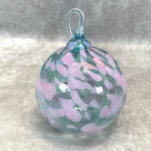 Hand Blown Large 5” Glass Orb Ball Purple & Teal Ornament Sun Catcher